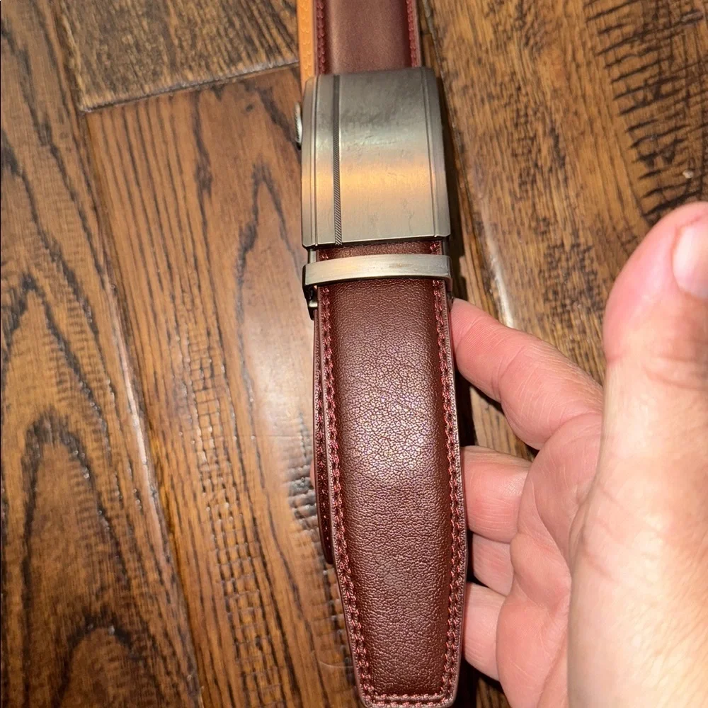 XIXIDIAN Men's Silver Buckle Leather Belt Men’s Size 42
